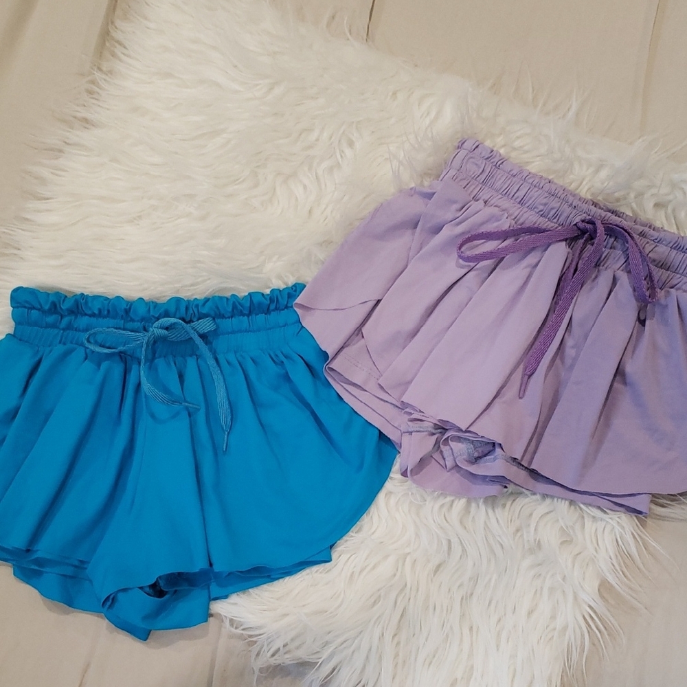 Blue and Purple Ruffle Shorts Set